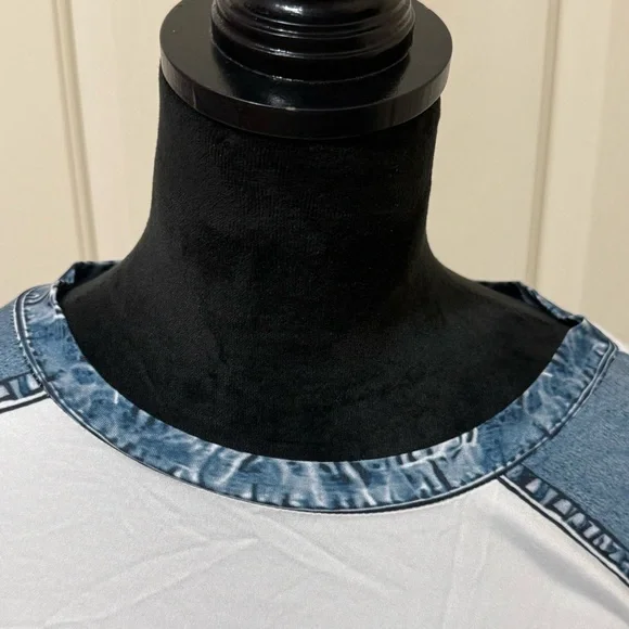 White Long Sleeve Dachshund Distressed Patchwork Tee Size 3X NEW - Picture 7 of 7